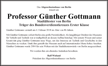 Traueranzeige von Günther Gottmann von Tagesspiegel
