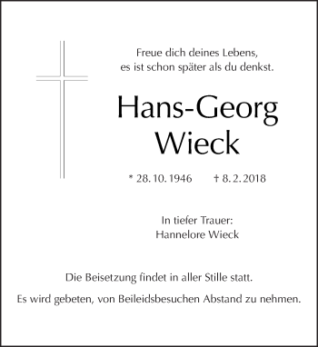 Traueranzeige von Hans-Georg Wieck von Tagesspiegel
