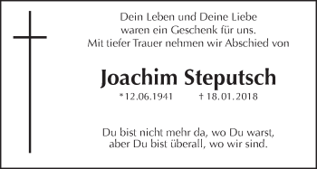 Traueranzeige von Joachim Steputsch von Tagesspiegel