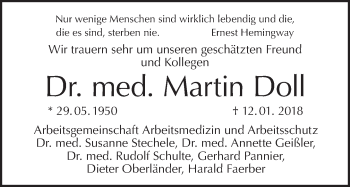 Traueranzeige von Martin Doll von Tagesspiegel
