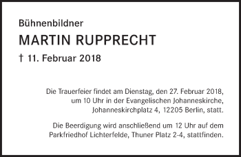Traueranzeige von Martin Rupprecht von Tagesspiegel