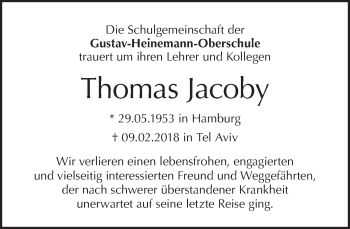 Traueranzeige von Thomas Jacoby von Tagesspiegel