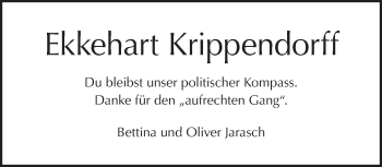 Traueranzeige von Ekkehart Krippendorff von Tagesspiegel