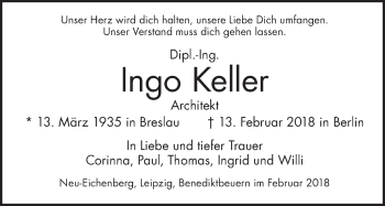 Traueranzeige von Ingo Keller von Tagesspiegel