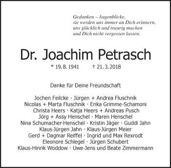 Traueranzeige von Joachim Petrasch von Tagesspiegel