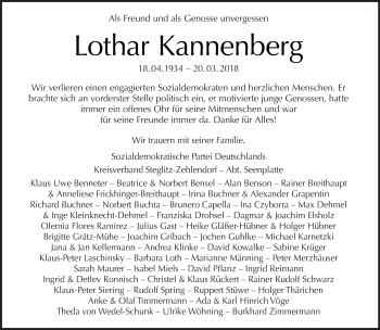 Traueranzeige von Lothar Kannenberg von Tagesspiegel