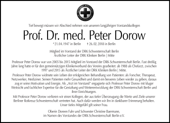 Traueranzeige von Peter Dorow von Tagesspiegel