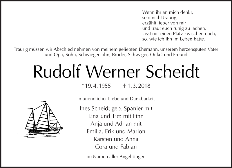  Traueranzeige für Rudolf Werner Scheidt vom 18.03.2018 aus Tagesspiegel