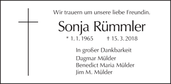 Traueranzeige von Sonja Rümmler von Tagesspiegel