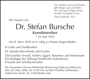 Traueranzeige von Stefan Bursche von Tagesspiegel