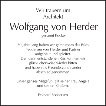 Traueranzeige von Wolfgang  von Herder von Tagesspiegel