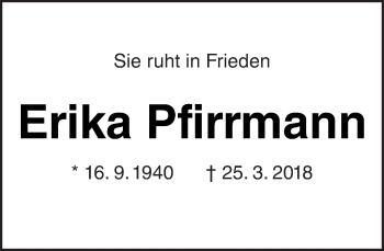 Traueranzeige von Erika Pfirrmann von Tagesspiegel