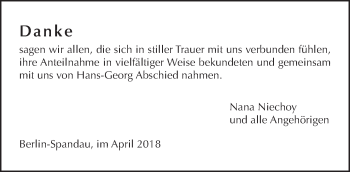 Traueranzeige von Hans-Georg Niechoy von Tagesspiegel