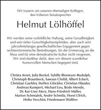 Traueranzeige von Helmut Lölhöffel von Tagesspiegel