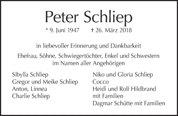 Traueranzeige von Peter Schliep von Tagesspiegel