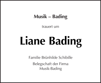 Traueranzeige von Liane Bading von Tagesspiegel