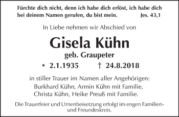 Traueranzeige von Gisela Kühn von Tagesspiegel