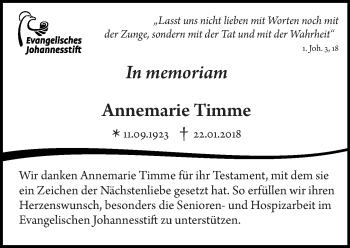 Traueranzeige von Annemarie Timme von Tagesspiegel