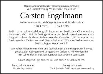 Traueranzeige von Carsten Engelmann von Tagesspiegel