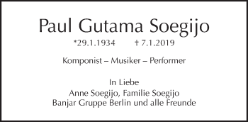 Traueranzeige von Paul  Gutama Soegijo von Tagesspiegel