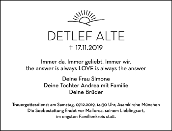 Traueranzeige von Detlef Alte von Tagesspiegel