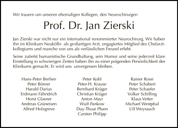 Traueranzeige von Jan Zierski von Tagesspiegel