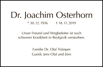 Traueranzeige von Joachim Osterhorn von Tagesspiegel