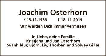Traueranzeige von Joachim Osterhorn von Tagesspiegel