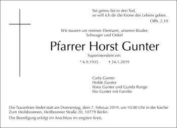 Traueranzeige von Horst Gunter von Tagesspiegel