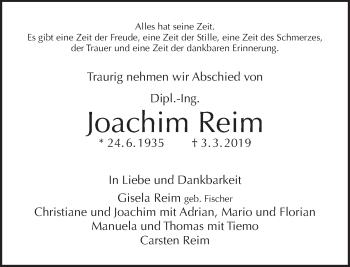 Traueranzeige von Joachim Reim von Tagesspiegel
