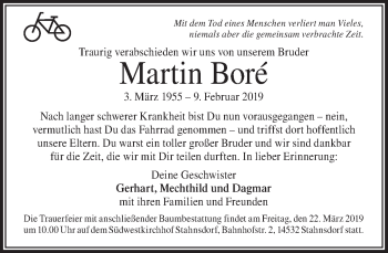 Traueranzeige von Martin Boré von Tagesspiegel