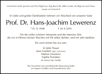 Traueranzeige von Hans-Joachim Lewerenz von Tagesspiegel