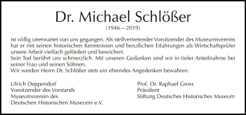 Traueranzeige von Michael Schlößer von Tagesspiegel