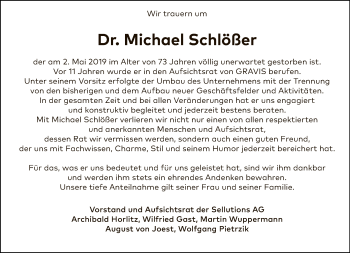 Traueranzeige von Michael Schlößer von Tagesspiegel