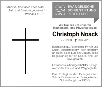 Traueranzeige von Christoph Noack von Tagesspiegel