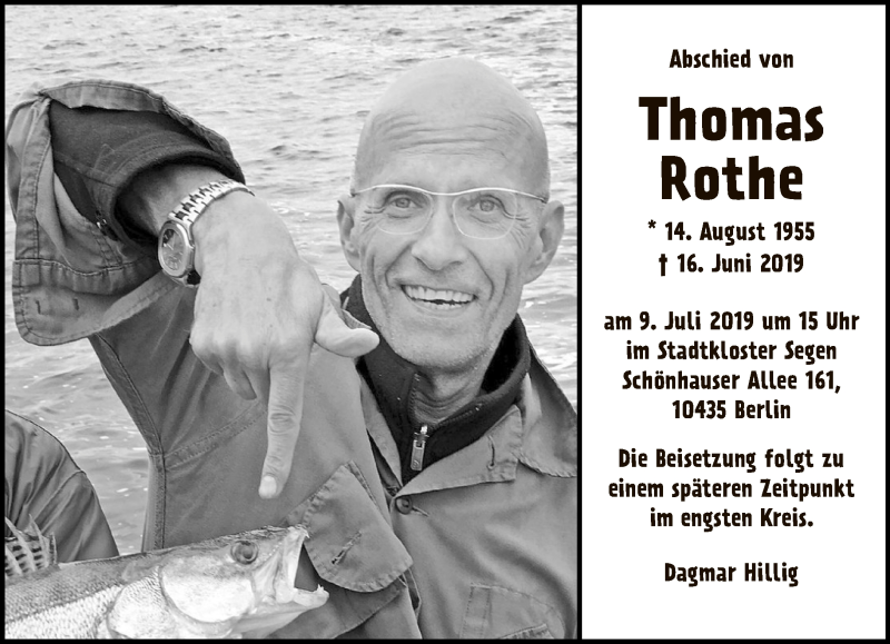  Traueranzeige für Thomas Rothe vom 30.06.2019 aus Tagesspiegel