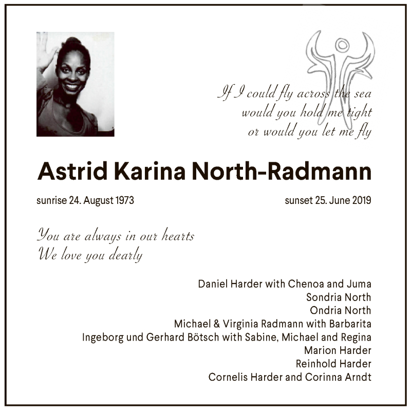  Traueranzeige für Astrid Karina North-Radmann vom 14.07.2019 aus Tagesspiegel