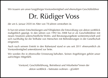 Traueranzeige von Rüdiger Voss von Tagesspiegel