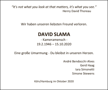 Traueranzeige von David Slama von Tagesspiegel