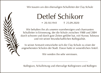 Traueranzeige von Detlef Schikorr von Tagesspiegel