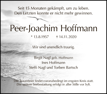 Traueranzeige von Peer-Joachim Hoffmann von Tagesspiegel