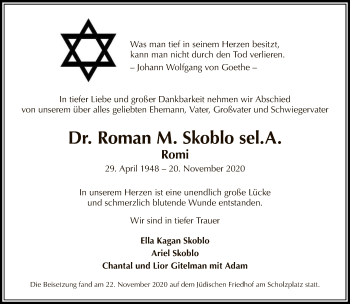 Traueranzeige von Roman M. Skoblo von Tagesspiegel