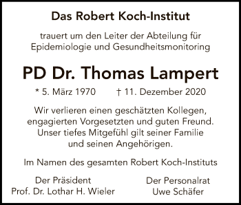 Traueranzeige von Thomas Lampert von Tagesspiegel