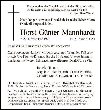 Traueranzeige von Horst-Günter Mannhardt von Tagesspiegel