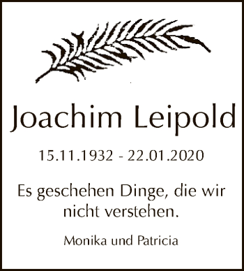 Traueranzeige von Joachim Leipold von Tagesspiegel