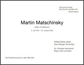 Traueranzeige von Martin Matschinsky von Tagesspiegel