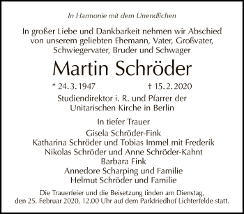 Traueranzeige von Martin Schröder von Tagesspiegel