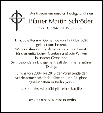 Traueranzeige von Martin Schröder von Tagesspiegel