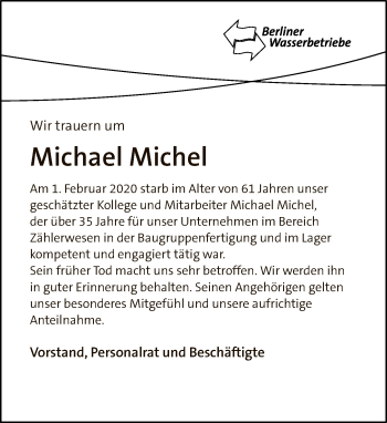 Traueranzeige von Michael Michel von Tagesspiegel