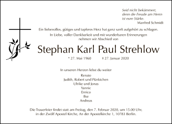 Traueranzeige von Stephan Karl Paul Strehlow von Tagesspiegel